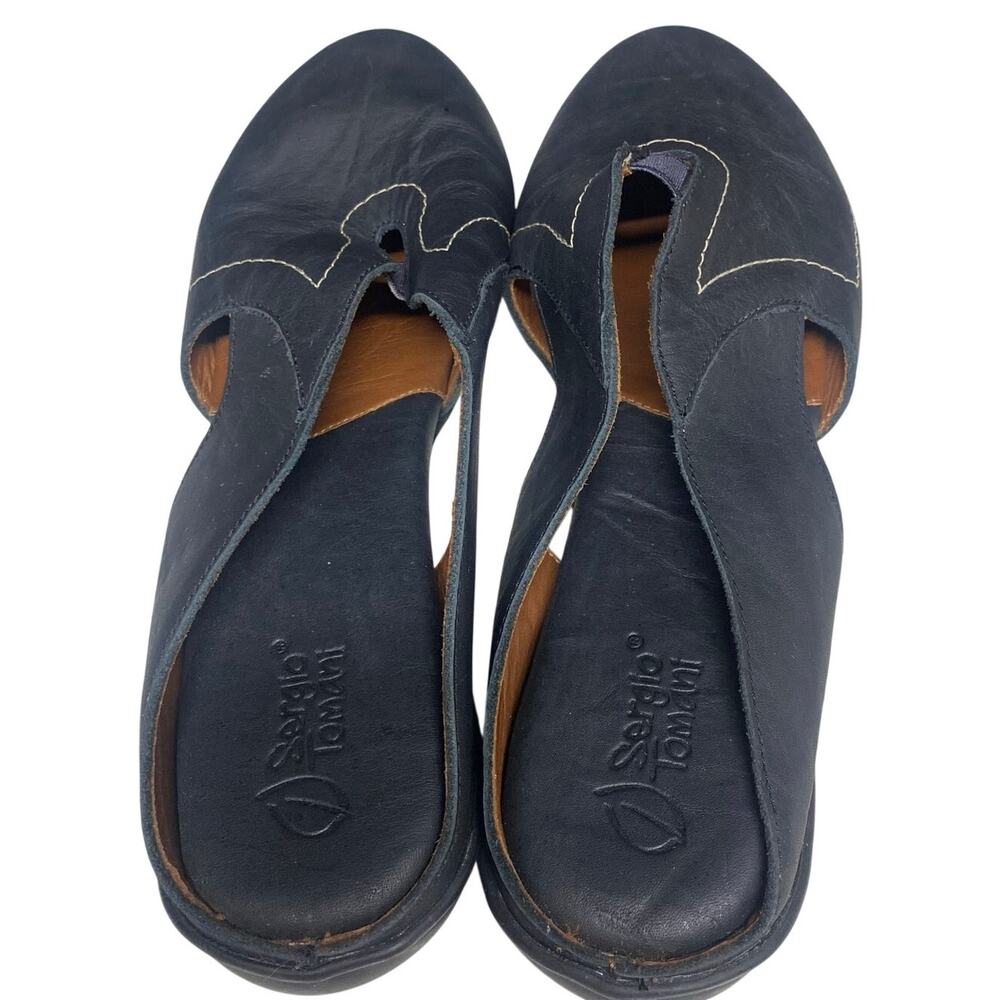 Sergio Tomani Women's Black Leather, Slip-on Slide, Size 10-10.5, Handmade - Picture 2 of 11